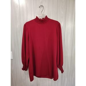 Alice Co. Women's Top Tunic Blouse Or Dress Red Mock Neck Long Sleeve Large
